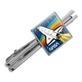 thumbnail image 1 of NASA Logo Over Space Shuttle with Rainbow Square Tie Bar Clip Clasp Tack- Silver or Gold, 1 of 5