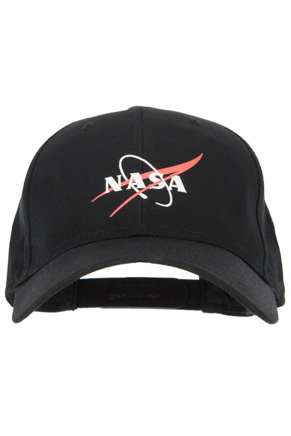 NASA Logo Symbol Heat Transfer Solid Cotton Twill Pro Style Cap - Black OSFM