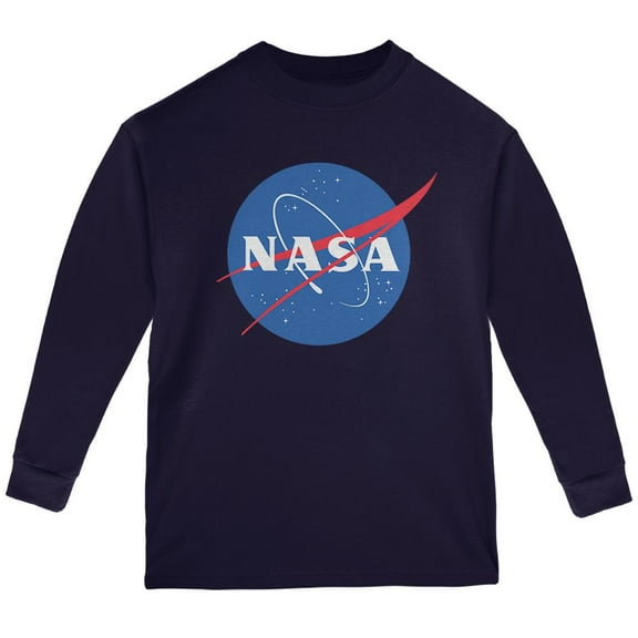 NASA Logo Youth Long Sleeve T Shirt Navy YMD