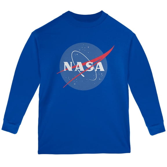 NASA Logo Youth Long Sleeve T Shirt Royal YMD