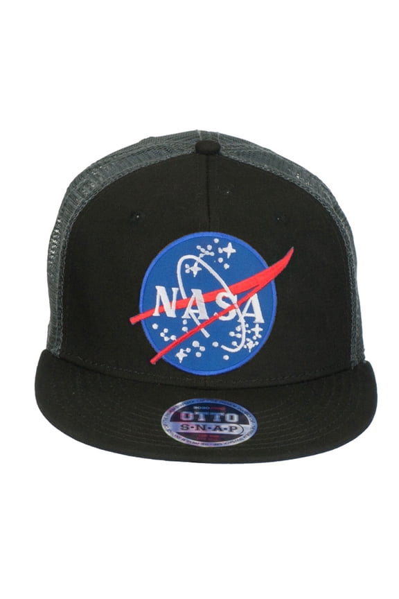 NASA Lunar Patched Flat Bill Mesh Cap - Charcoal Grey OSFM