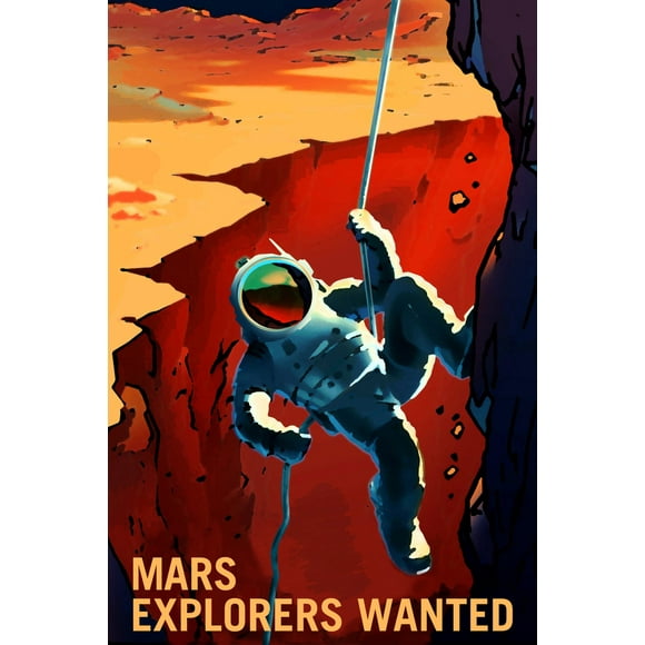 NASA Mars Explorers Wanted Space Exploration Astronaut Geeky Solar System Science Nebula Milky Way Aesthetic Trendy Kids Map Galaxy Classroom Earth Outer Space Cool Wall Art Print Poster 12x18