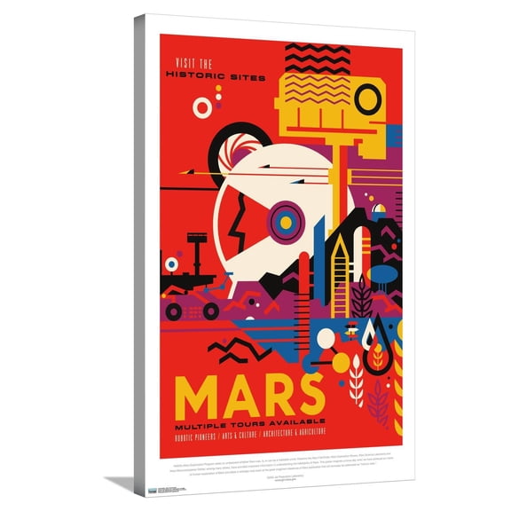NASA - Mars Travel Poster Canvas Wall Poster, 22.375" x 34"