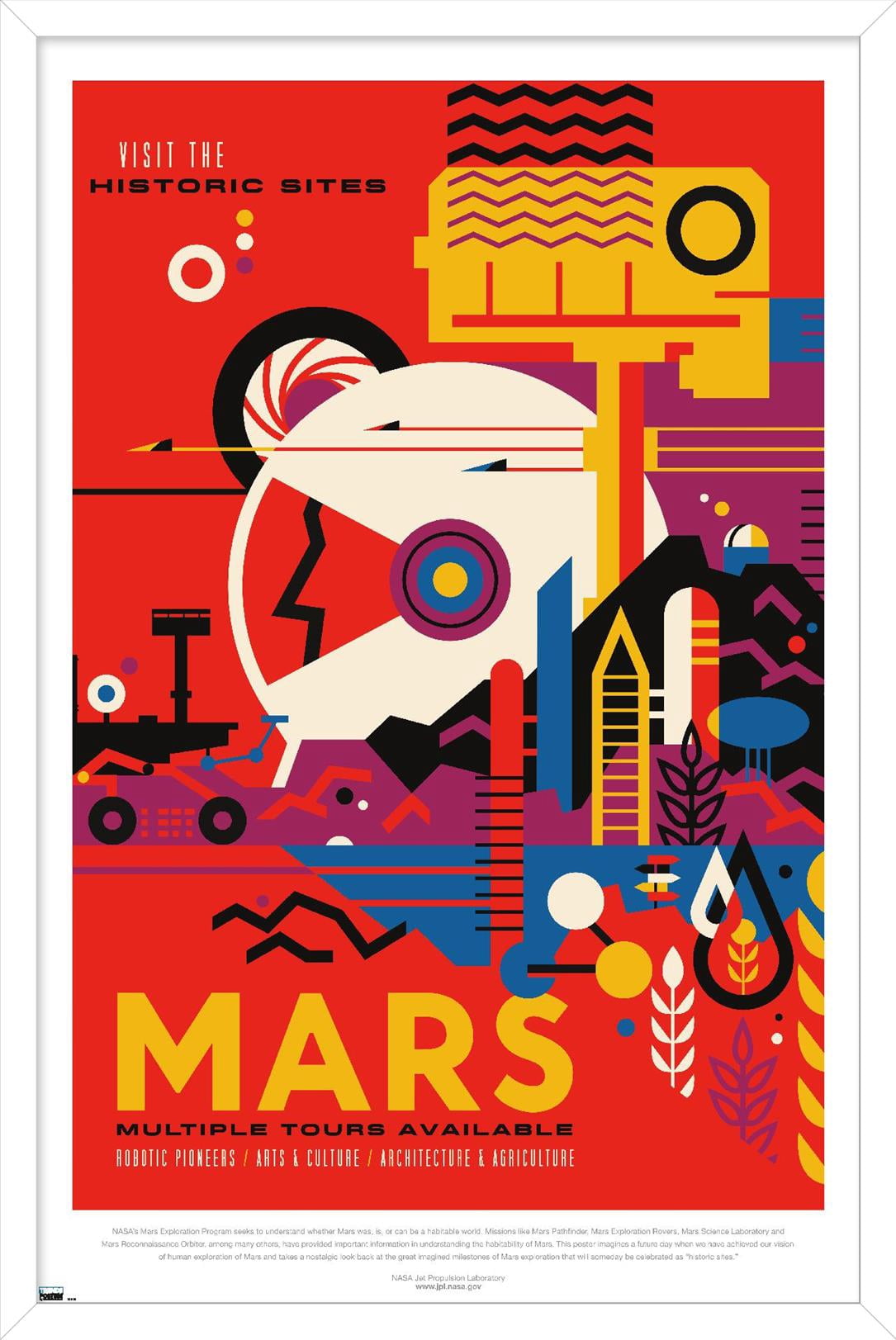 NASA - Mars Travel Poster Wall Poster, 14.725" x 22.375" Framed