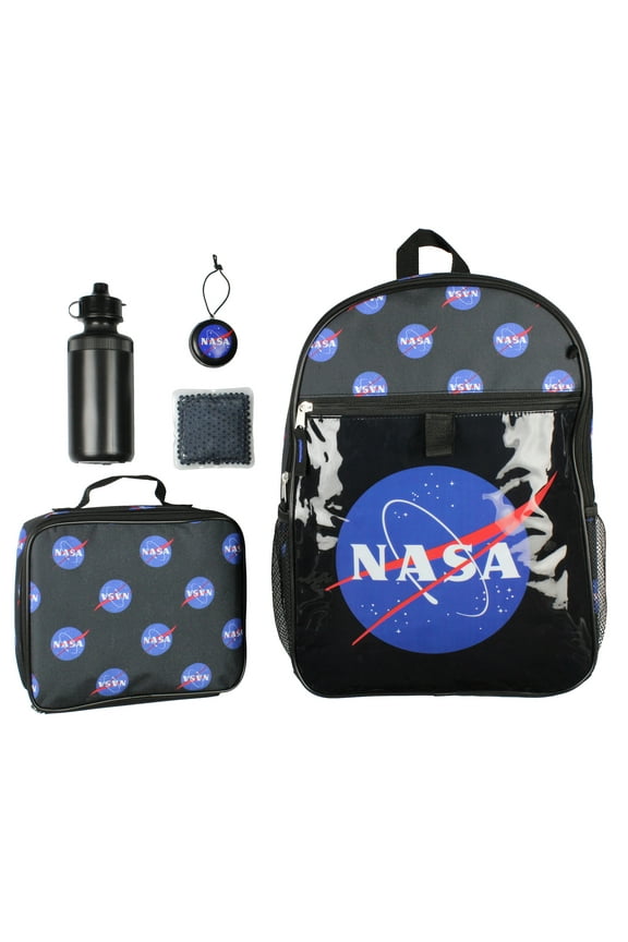 NASA Meatball Logo Backpack Lunch Bag Water Bottle Squishy Toy 5 PC Mega Set