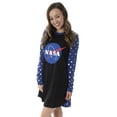 thumbnail image 1 of NASA Meatball Logo Women's Juniors' Silver Stars Raglan Nightgown Sleep Shirt, 1 of 6