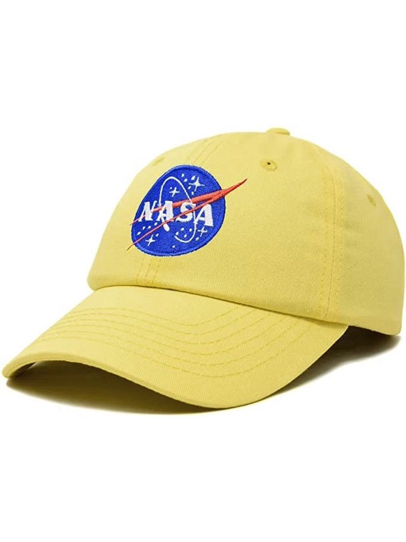 NASA Men's Official Licensed Embroidered Logo Dad Strapback Hat Cap (Yellow)