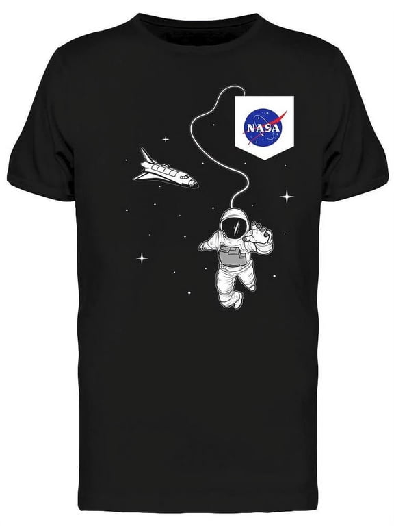Mens Graphic Tee Black - Astronaut In Space 100% Cotton Regular Fit