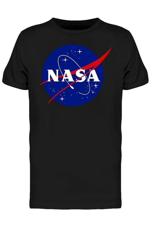 Mens Graphic Tee Black - Nasa Logo 100% Cotton Regular Fit