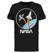 NASA Mens Graphic Tee Black - Space Satelite 100% Cotton Regular Fit