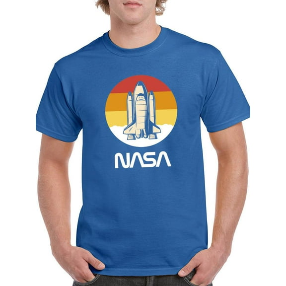 NASA Mens Graphic Tee - Space Shuttle Over Sunset - Regular Fit 100% Cotton