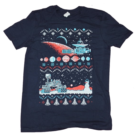NASA Mens T-Shirt- Mars Rover Christmas Style Image (Small)