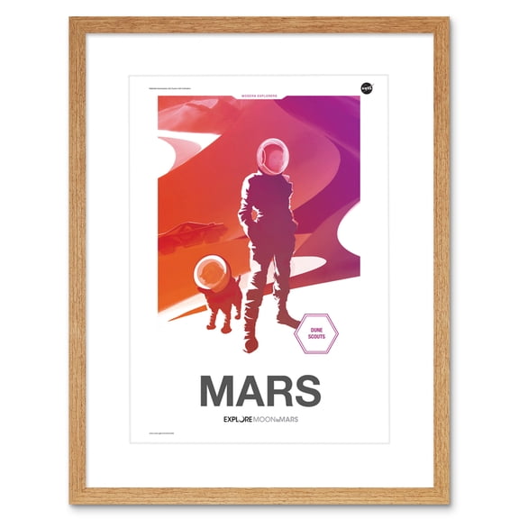 NASA Modern Explorers Explore Moon to Mars Dune Scouts Artemis Poster Artwork Framed Wall Art Print 9X7 Inch