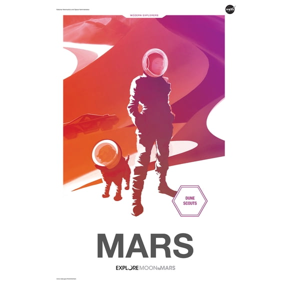 NASA Modern Explorers Explore Moon to Mars Dune Scouts Artemis Poster Extra Large XL Wall Art Poster Print
