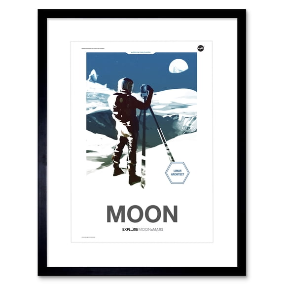 NASA Modern Explorers Explore Moon to Mars Lunar Architect Artemis Poster Artwork Framed Wall Art Print 9X7 Inch