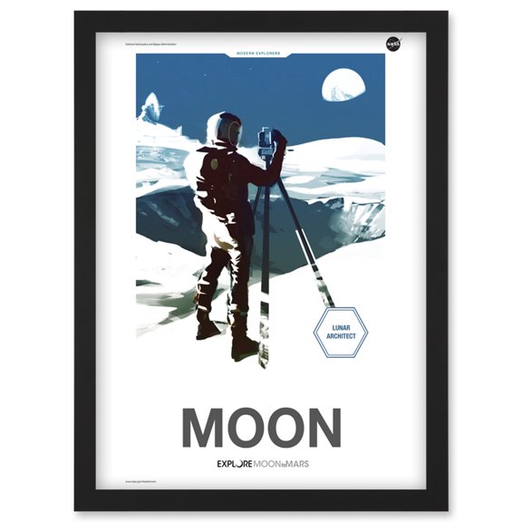 NASA Modern Explorers Explore Moon to Mars Lunar Architect Artemis Poster Artwork Framed Wall Art Print A4