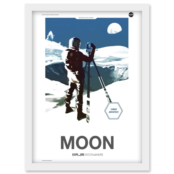 NASA Modern Explorers Explore Moon to Mars Lunar Architect Artemis Poster Artwork Framed Wall Art Print A4