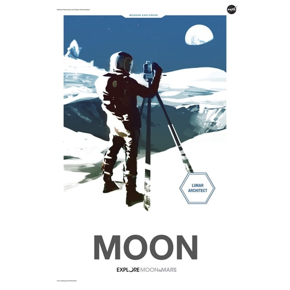 NASA Modern Explorers Explore Moon to Mars Lunar Architect Artemis Poster Extra Large XL Wall Art Poster Print