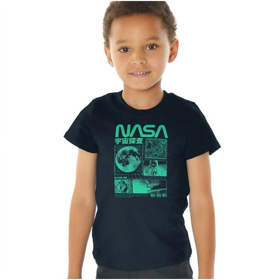 NASA Mono Collage Kids T Shirt (2) for Toddler Boys and Girls, Navy