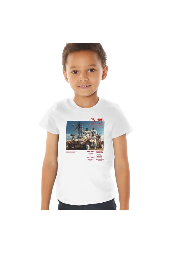 Moon Buggy Kids T Shirt (3) for Toddler Boys and Girls, White
