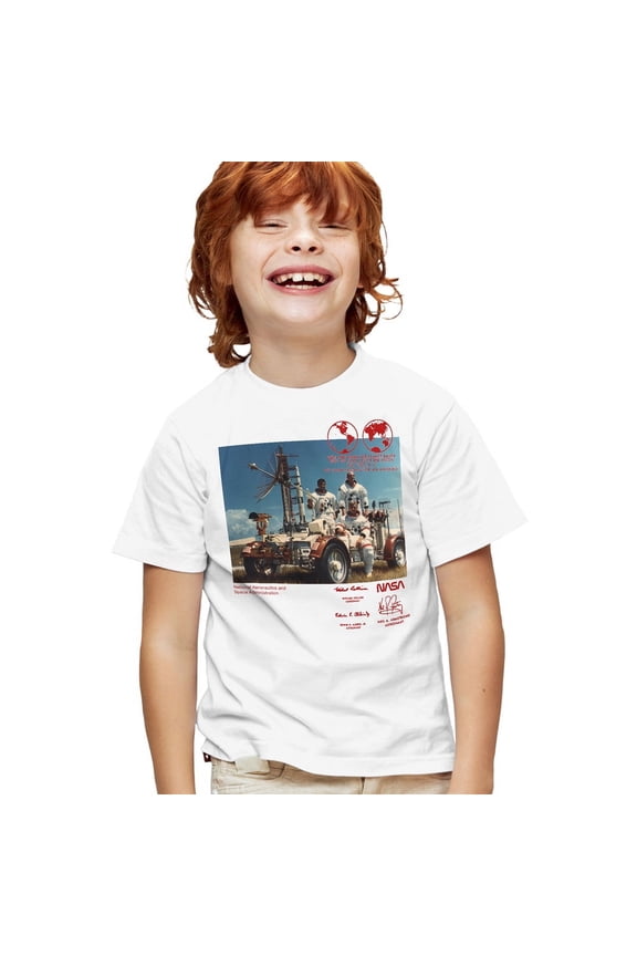 Moon Buggy Kids T Shirt for Youth Boys and Girls, White, Large