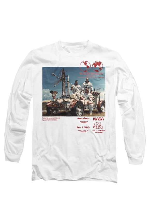 Moon Buggy Unisex Adult Long-Sleeve T Shirt, White, X-Large