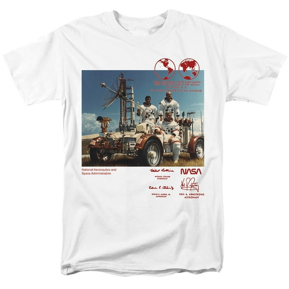 NASA Moon Buggy Unisex Adult T Shirt, White, Medium