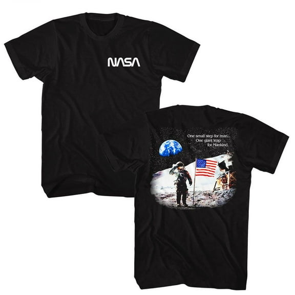 NASA Moon Landing Flag Black Adult T-Shirt ***F&B*** Xl