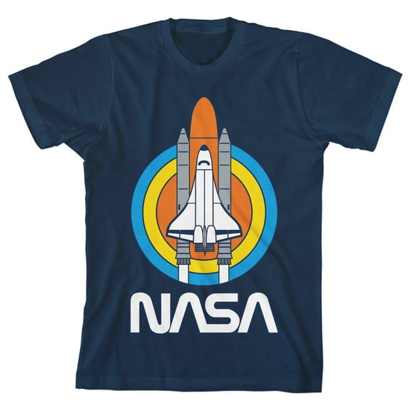 NASA Multicolor Space Shuttle Youth Navy Blue Graphic Tee-Small