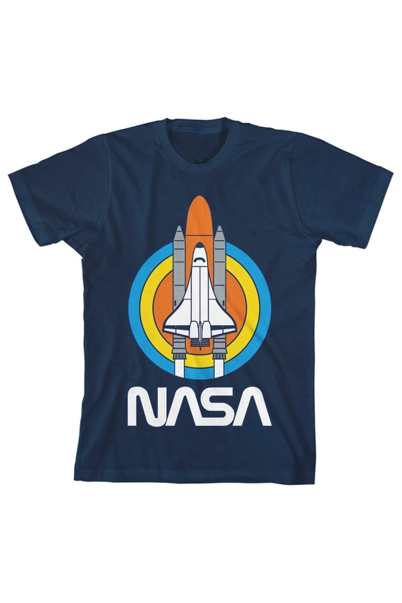 NASA Multicolor Space Shuttle Youth Navy Blue Graphic Tee-X-Large