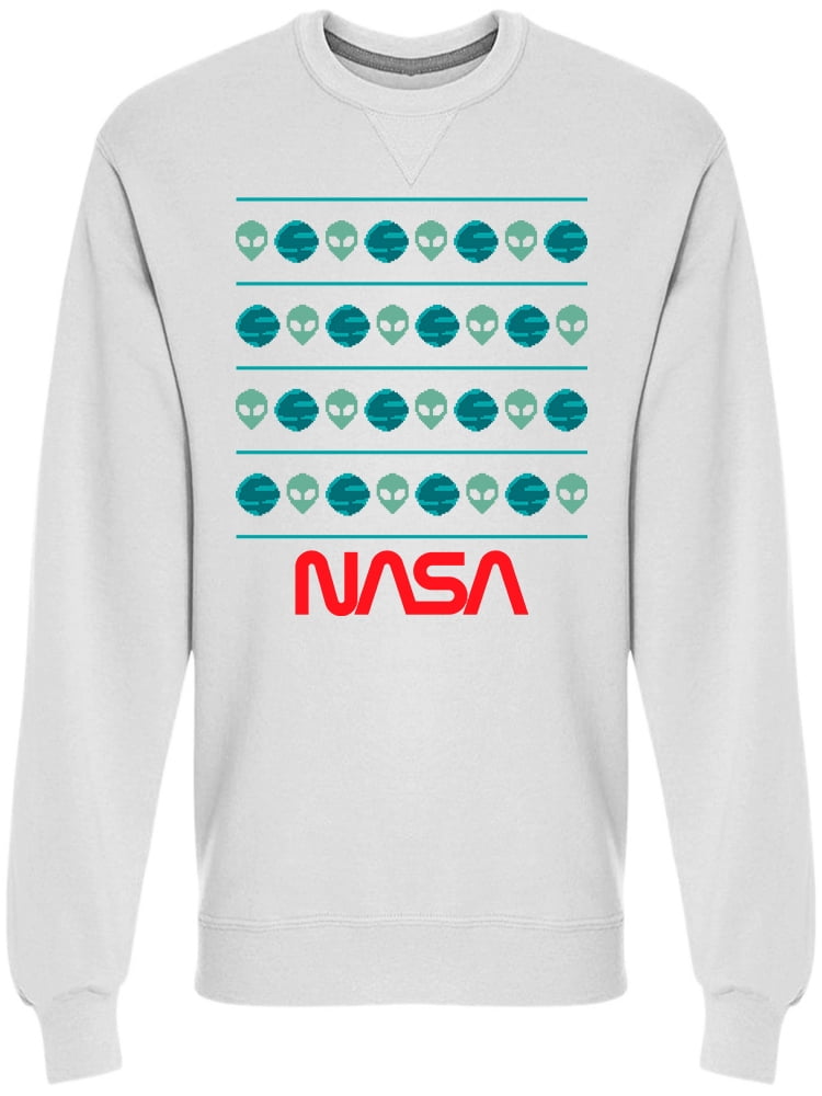 NASA NASA Alien And Planets Winter Pattern Graphic Men White Sweatshirt ...