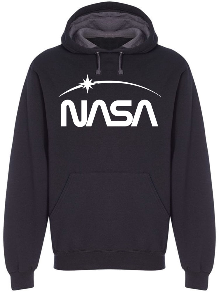 NASA NASA Letters White Logo With Star Men Black Hoodie Male