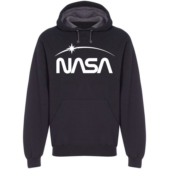 NASA NASA Letters White Logo With Star Men Black Hoodie, Male Large