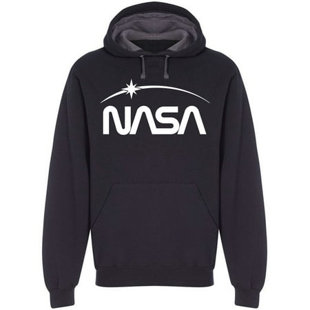 NASA NASA Letters White Logo With Star Men Black Hoodie, Male XX-Large