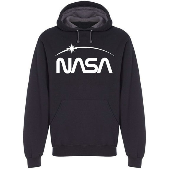 NASA NASA Letters White Logo With Star Men Black Hoodie, Male XX-Large