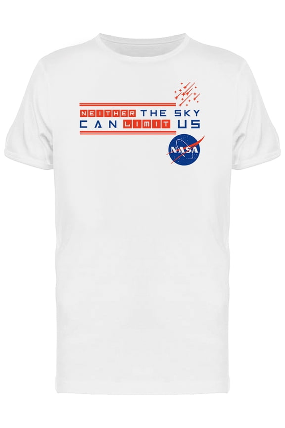 Logo Neither The Sky Can Limit Us Space Graphic Men White T-Shirt, Male Medium