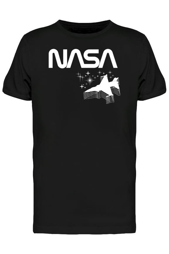 Space White Rocket Sketch Graphic Men Black T-Shirt, Male Medium