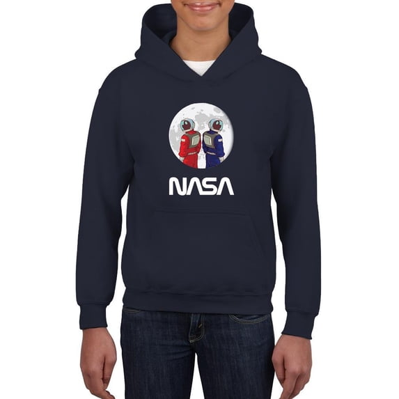 NASA Nasa Astronaut Duo Over Moon Hoodie Juniors -NASA Designs, Large