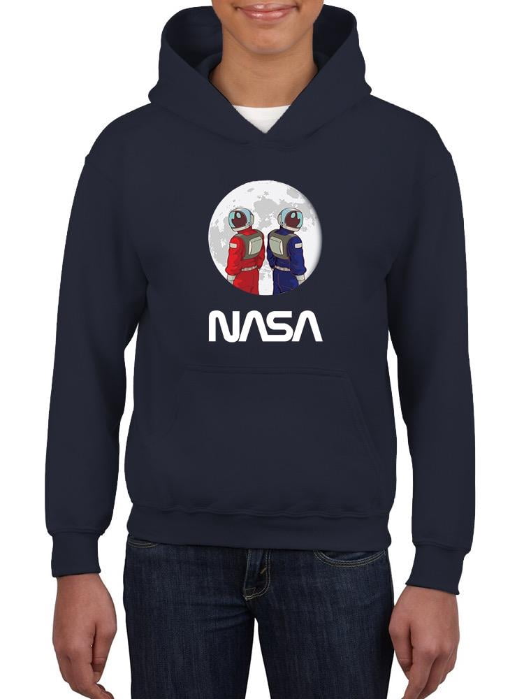 NASA Nasa Astronaut Duo Over Moon Hoodie Juniors -NASA Designs, Small ...