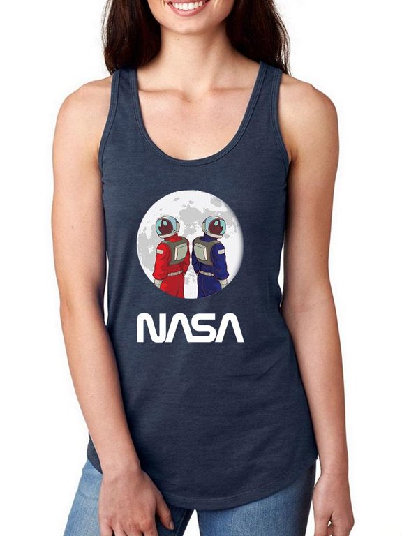 Astronaut Duo Over Moon Racerback Tank Women -NASA Designs, Female Medium