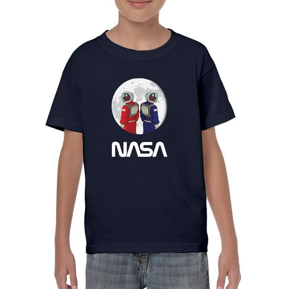 NASA Nasa Astronaut Duo Over Moon T-Shirt Juniors -NASA Designs, Large