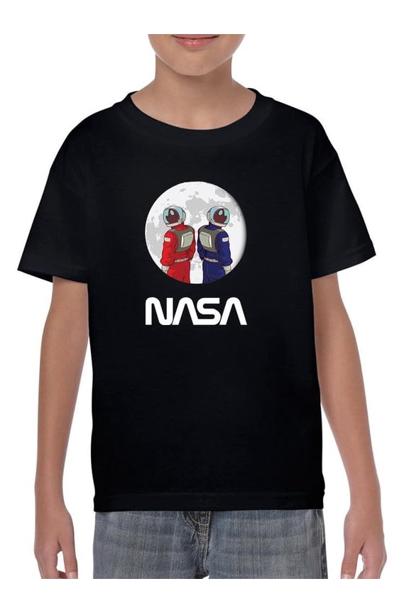 Astronaut Duo Over Moon T-Shirt Juniors -NASA Designs,  Small