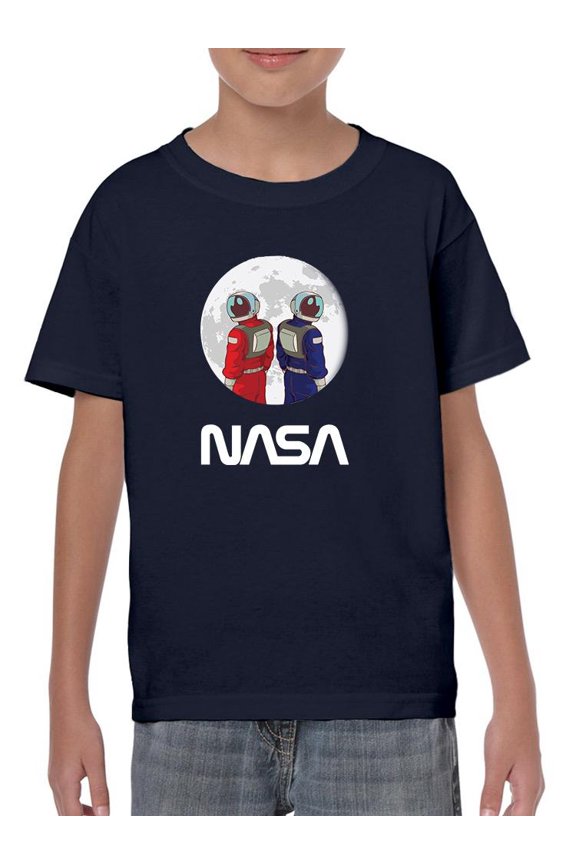 Astronaut Duo Over Moon T-Shirt Juniors -NASA Designs, Small