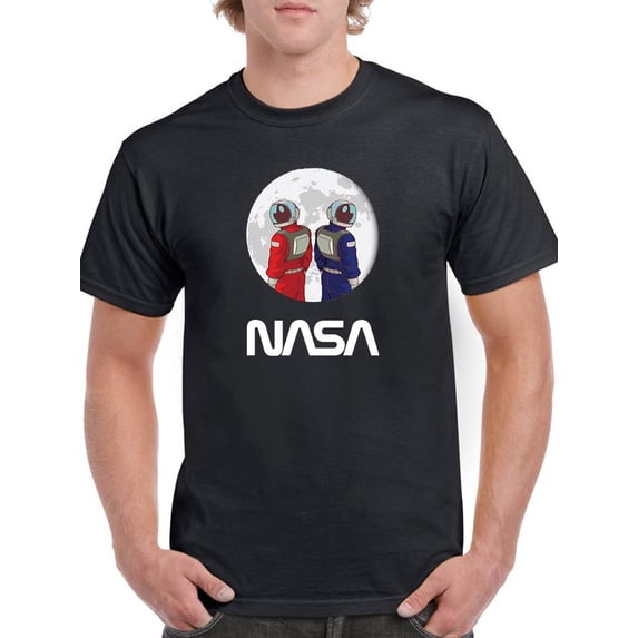NASA Nasa Astronaut Duo Over Moon T-Shirt Men -NASA Designs, Male 3X-Large