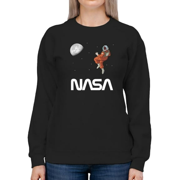 NASA Nasa Astronaut Gazing Moon Sweatshirt Women -NASA Designs, Female Small