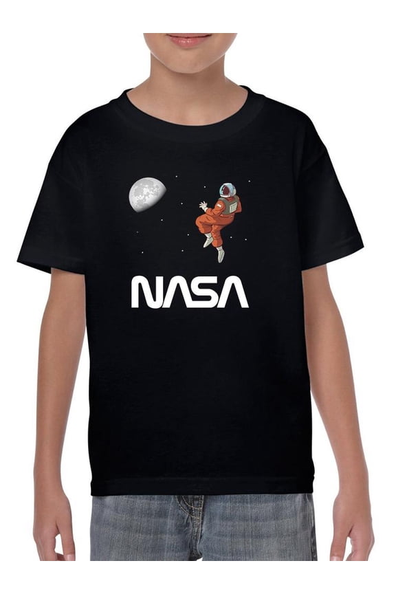 Astronaut Gazing Moon T-Shirt Juniors -NASA Designs, Large
