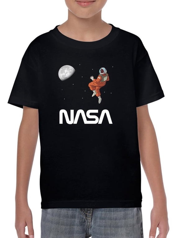 Astronaut Gazing Moon T-Shirt Juniors -NASA Designs, Medium