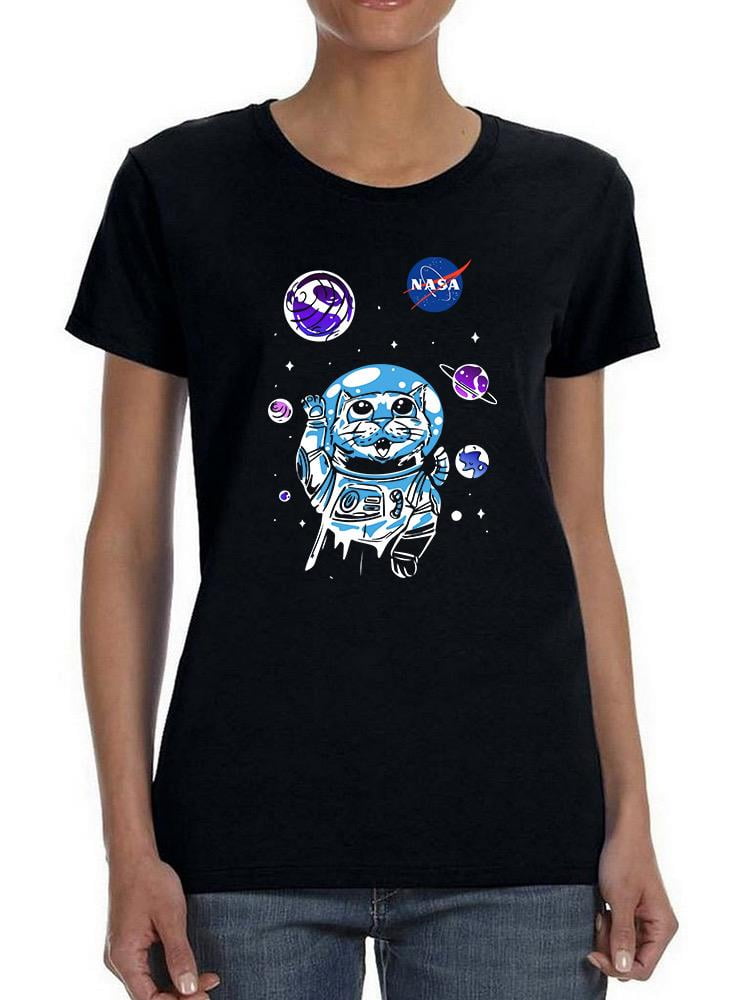 NASA Nasa Astronaut Kitten W Planets Shaped T-Shirt Women -NASA Designs ...