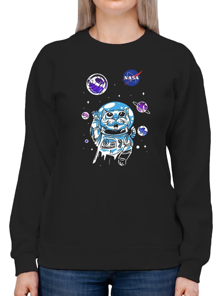 NASA Nasa Astronaut Kitten W Planets Sweatshirt Women -NASA Designs ...