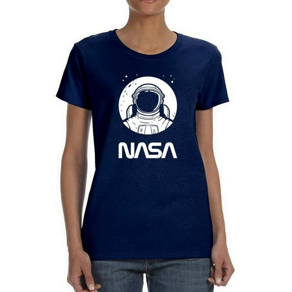 NASA Nasa Astronaut Over Moon Shaped T-Shirt Women -NASA Designs, Female Large